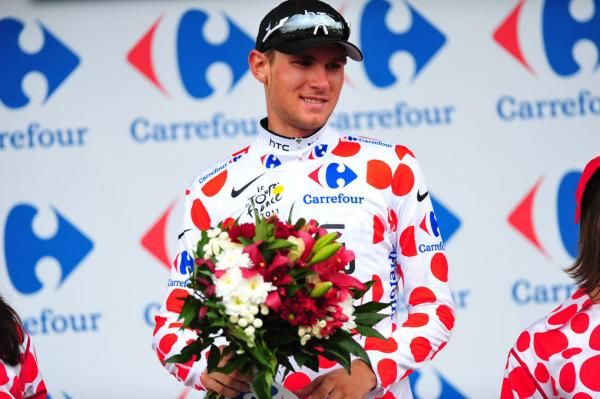 Tejay Van Garderen (HTC-Highroad) missed out on the stage but took the polka dot jersey.