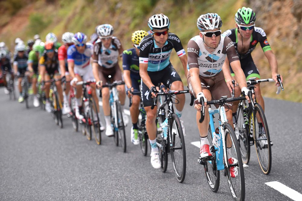 The breakaway rolls during stage 14 of the 2015 Tour de France.