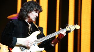 Ritchie Blackmore of Rainbow performs at SC Olympic on April 8, 2018 in Moscow, Russia