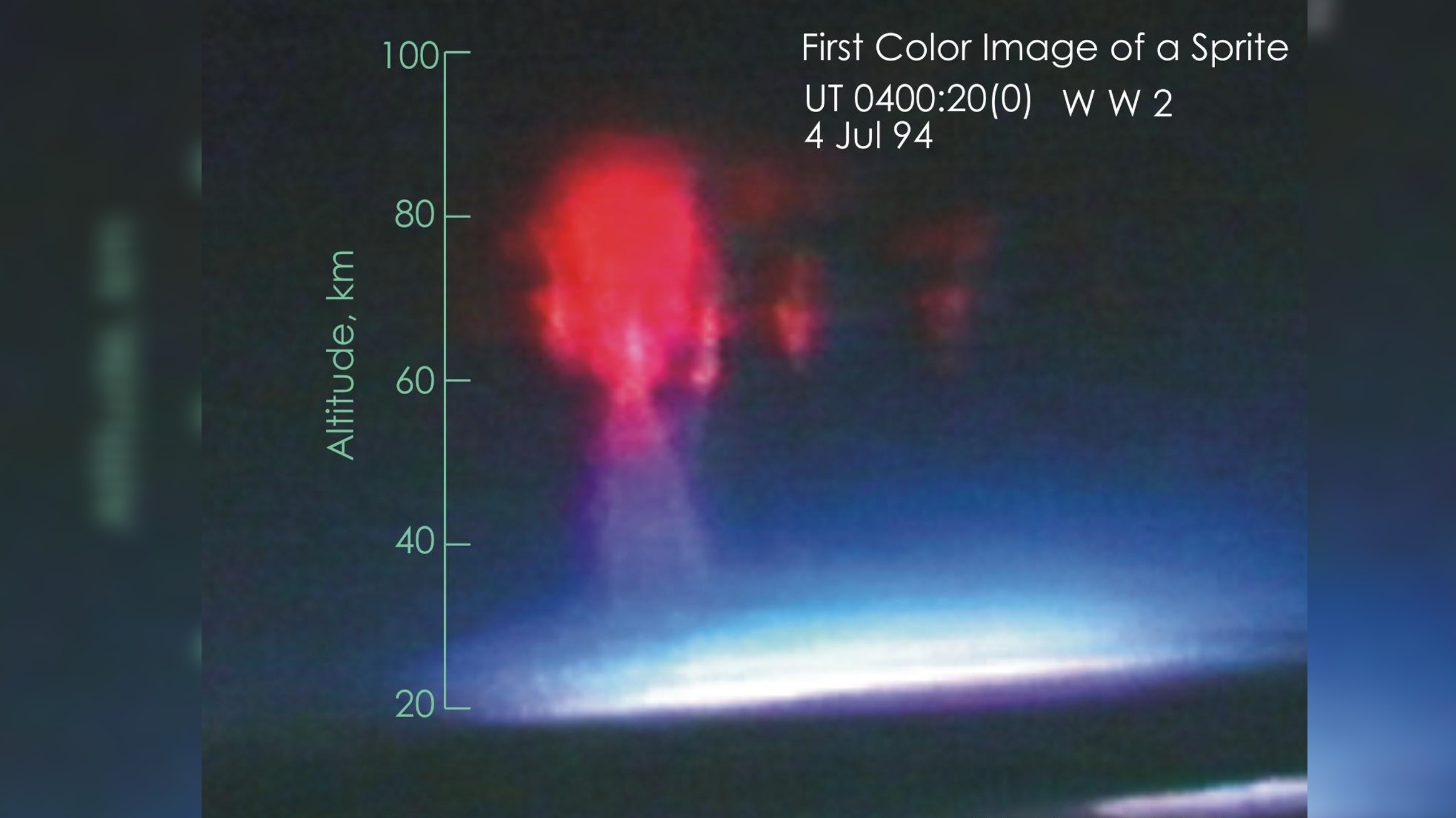 The first colour image taken of red lightning
