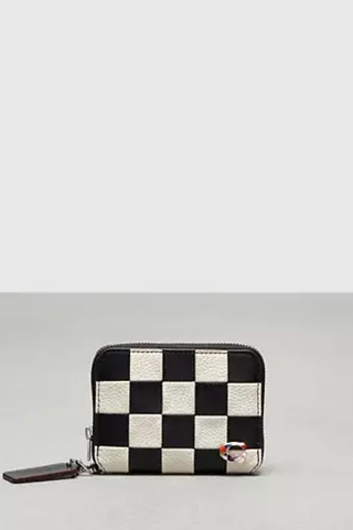 Coachtopia Zip Around Wallet In Checkerboard Upcrafted Leather
