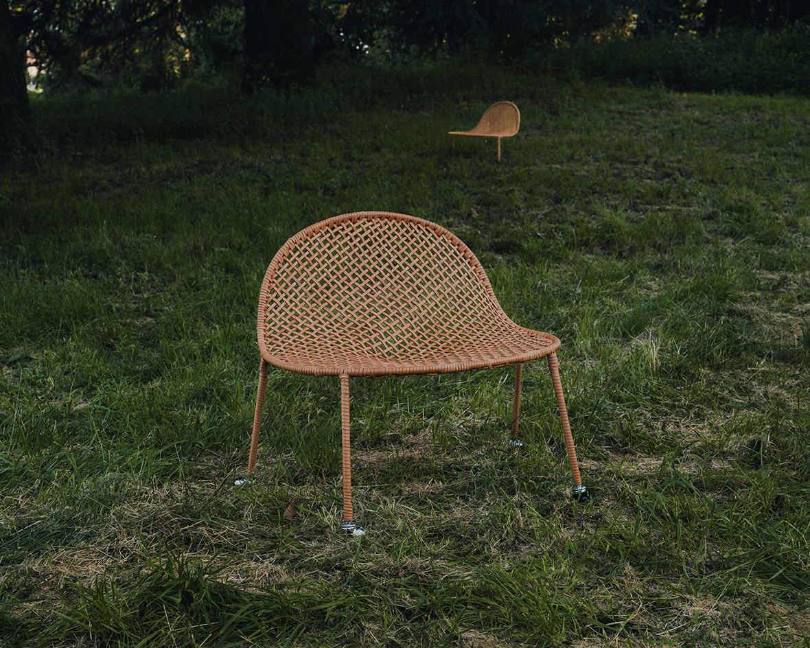 chair in garden for Junya Ishigami furniture to show at Maniera in Belgium