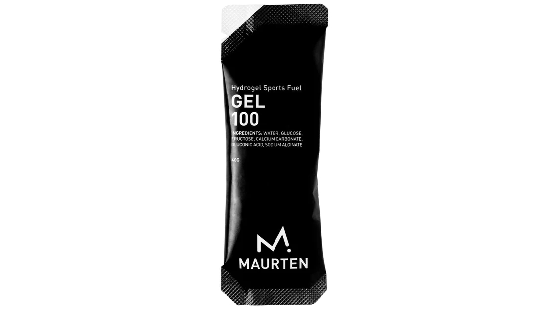 A Maurten Gel 100 on a white background