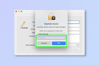 A screenshot showing how to view Wi-Fi passwords on Mac
