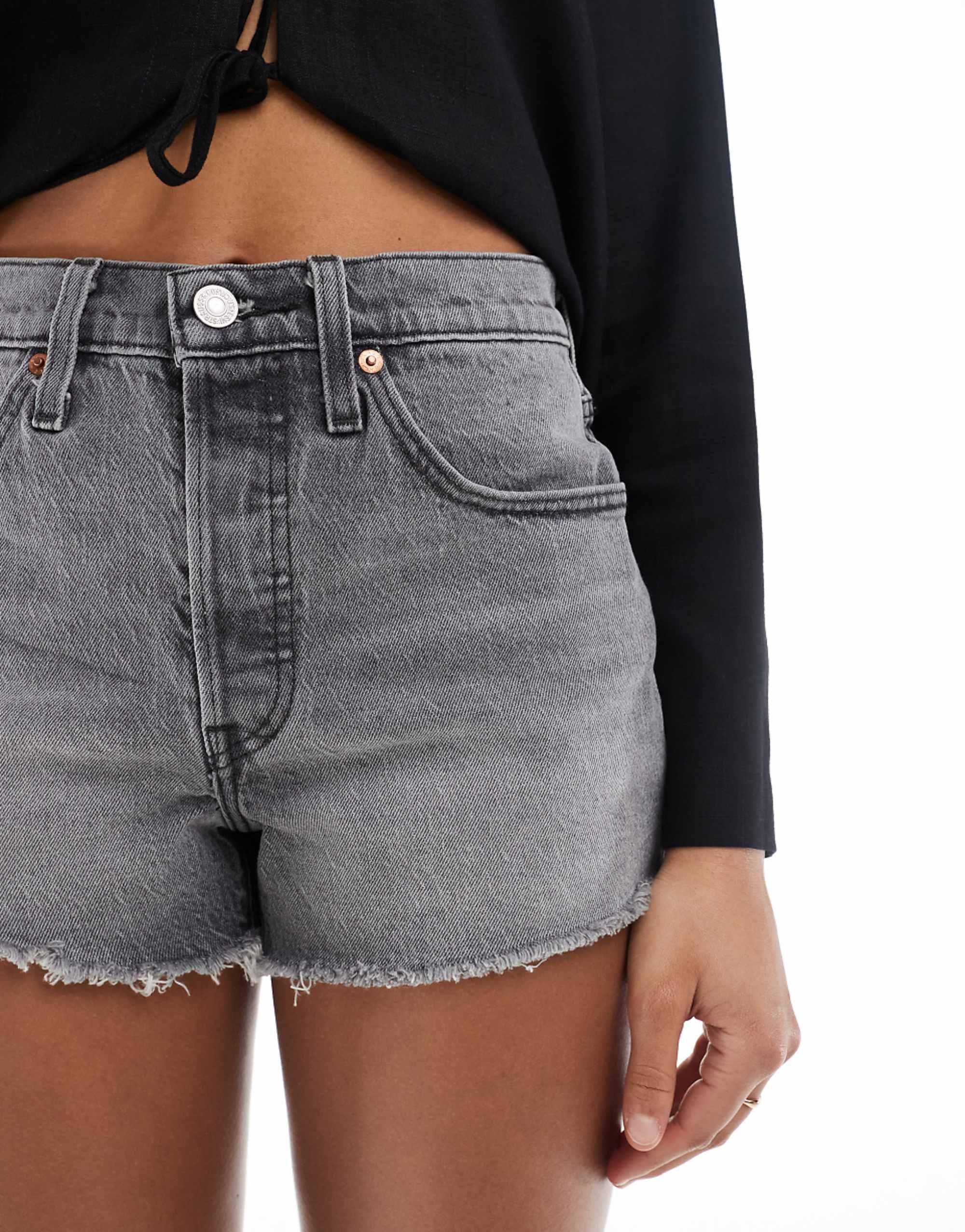Levis 501 Original Denim Shorts in Washed Grey