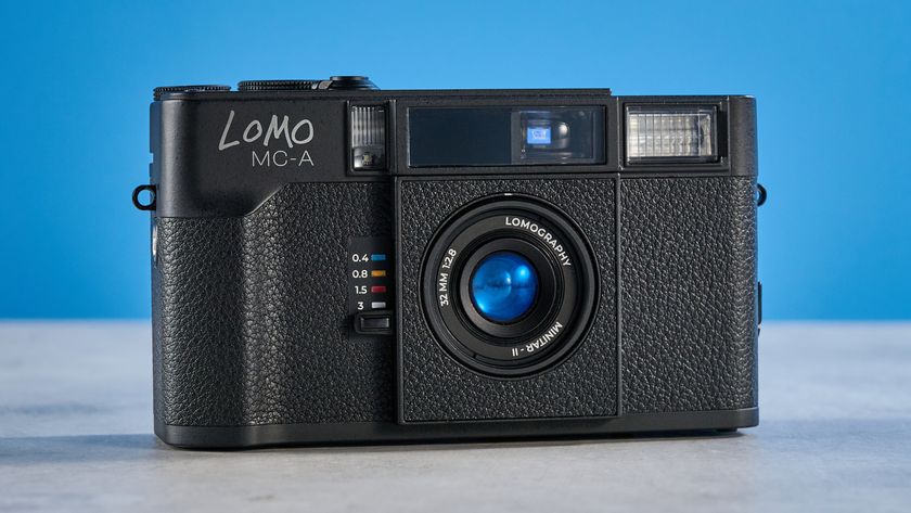 A black Lomography Lomo MC-A 35mm film camera