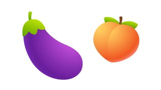 An aubergine and peach emoji, two of the most common ones used when learning how to sext