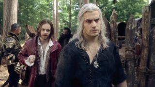jaskier and geralt at the nilfgaardian checkpoint in the witcher season 3 ending
