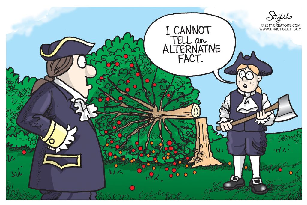 Political cartoon U.S. George Washington Alternative Fact Lies | The Week