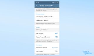 Screenshot of Telegram's Privacy and Security settings