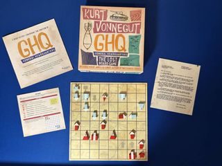 GHQ box and game components: they are brightly colored and wooden