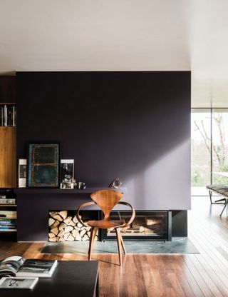Purple living room painted with Farrow & Ball paint