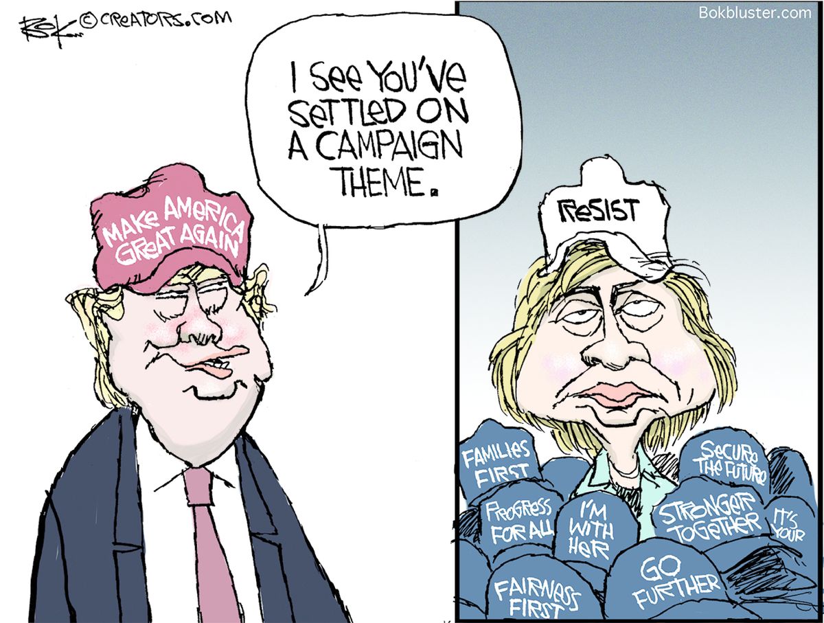 Political Cartoon U.S. Hillary Clinton resist Donald Trump make ...