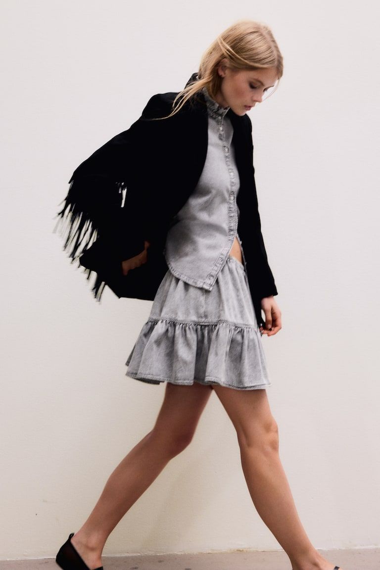 Flounced Mini Skirt