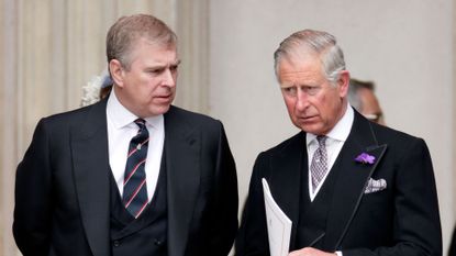 london, united kingdom june 05 embargoed for publication in uk newspapers until 24 hours after create date and time prince andrew, duke of york and prince charles, prince of wales attend a service of thanksgiving to celebrate queen elizabeth iis diamond jubilee at st pauls cathedral on june 5, 2012 in london, england for only the second time in its history the uk celebrates the diamond jubilee of a monarch her majesty queen elizabeth ii celebrates the 60th anniversary of her ascension to the throne thousands of wellwishers from around the world have flocked to london to witness the spectacle of the weekends celebrations photo by max mumbyindigogetty images