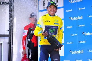 Nairo Quintana enjoying the spoils of his victory