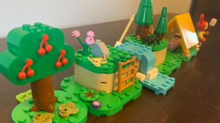 Lego Bunnie's Outdoor Activities set on a wooden surface