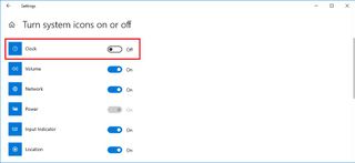 Taskbar system icons selection