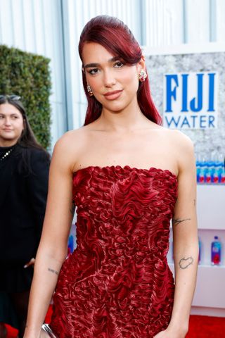 Dua Lipa Wears a Half-Up, Half-Down Hairstyle