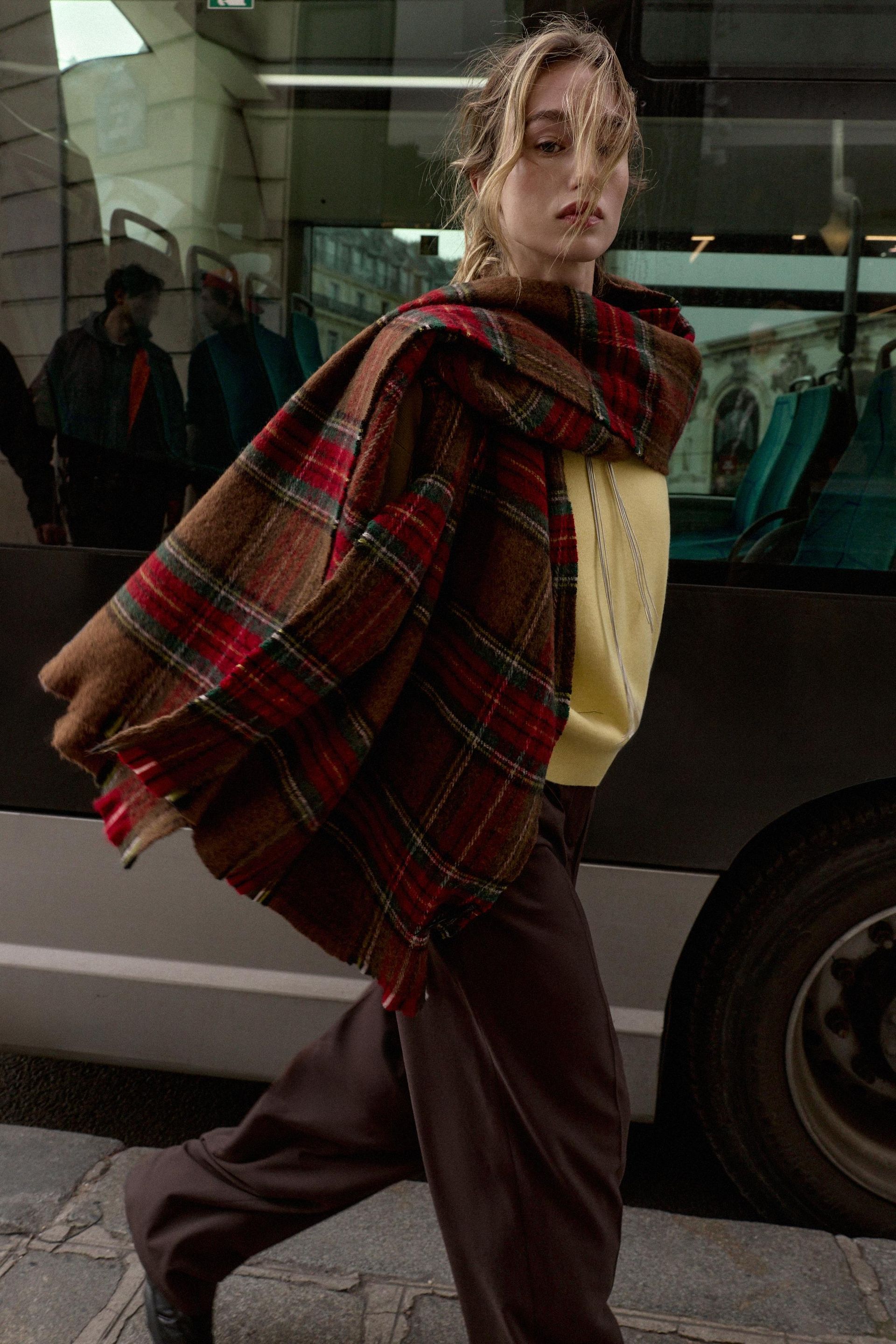 Plaid Fringed Scarf