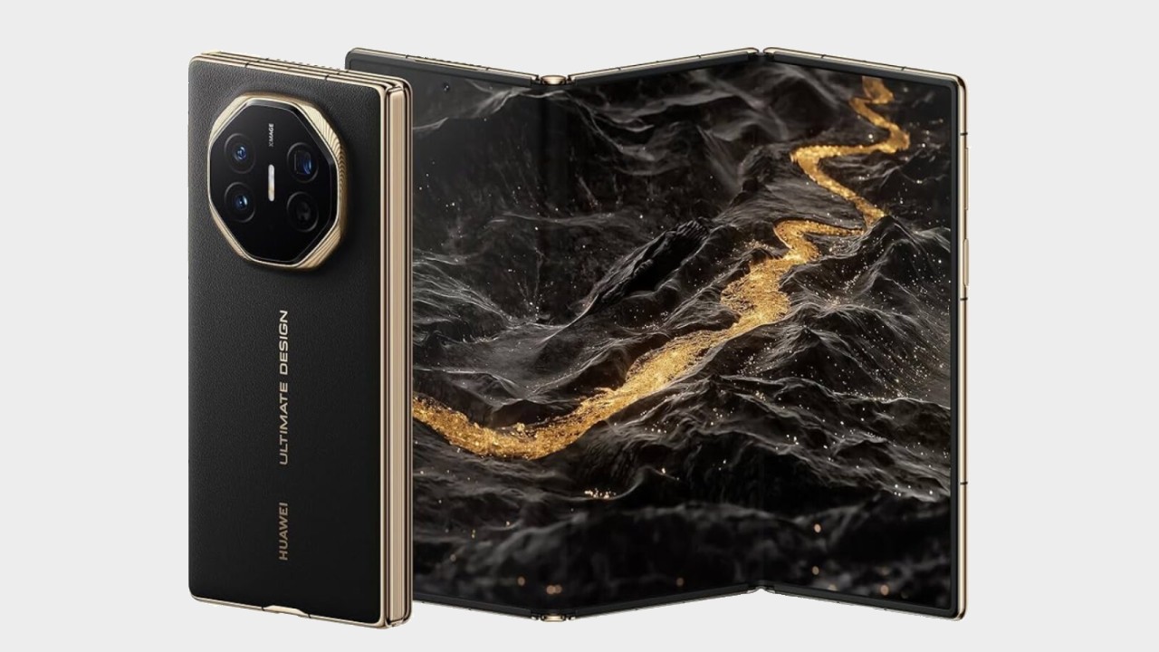 Huawei Mate Xts smartphone in black on a gray background