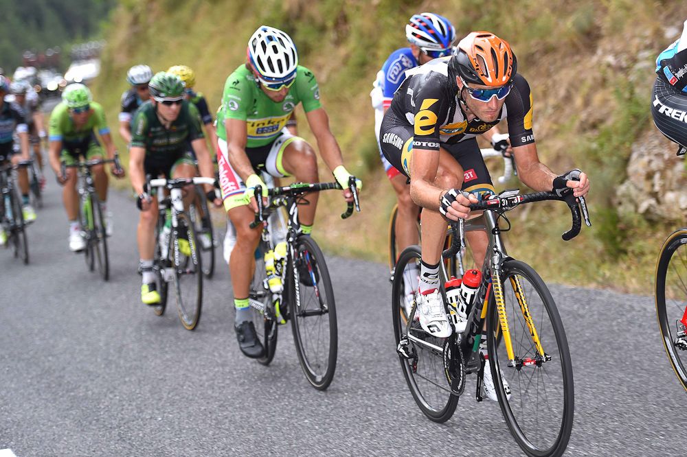 MTN_Qhubeka on the front during stage 14.