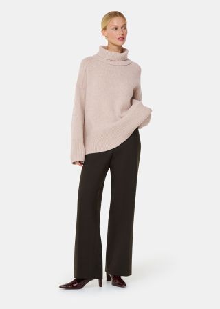 Ivory Wool Roll Neck Knit