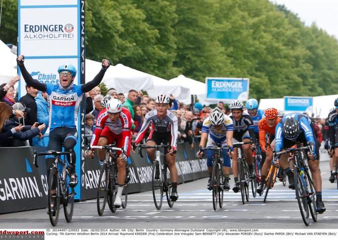 Raymond Kreder (Garmin-Sharp) celebrates his win