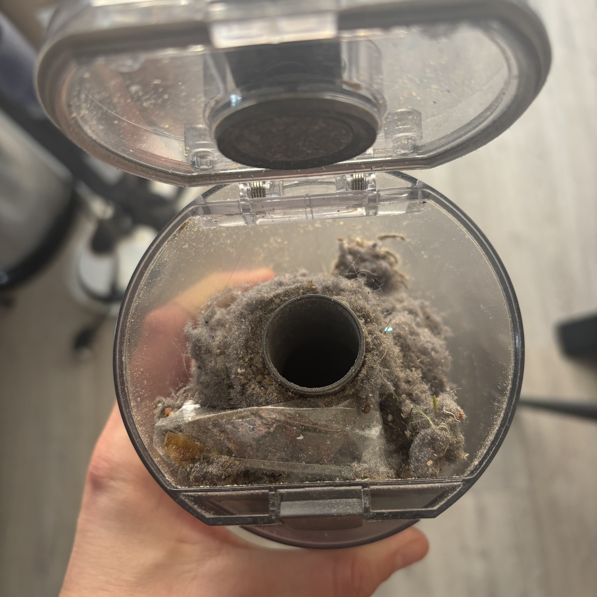 Dreame V20 Pro Cordless Stick Vacuum opened dustbag