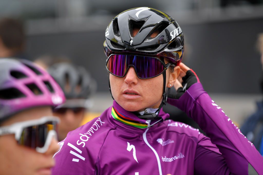 OUDENAARDE BELGIUM APRIL 04 Start Chantal Van Den Broek Blaak of Netherlands and Team SD Worx during the 18th Ronde van Vlaanderen Tour of Flanders 2021 Womens Elite a 1524km race frim Oudenaarde to Oudenaarde RVV21 rondevanvlaanderen tourofflanders UCIWWT on April 04 2021 in Oudenaarde Belgium Photo by Luc ClaessenGetty Images