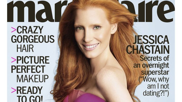Jessica Chastain on the magazine cover of Marie Claire December 2012