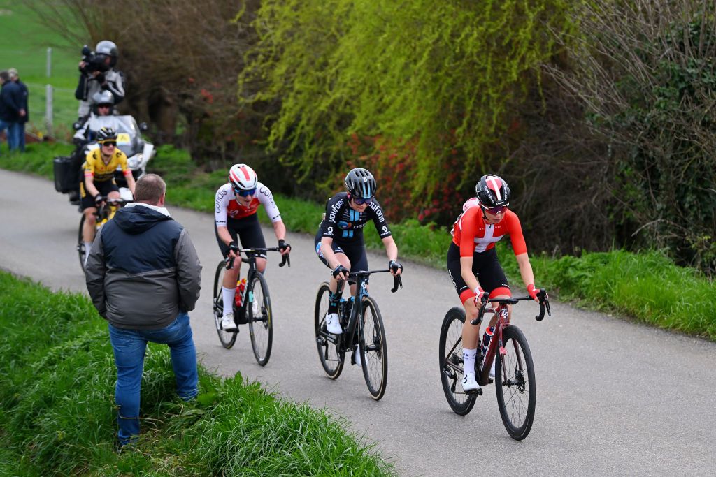 WAREGEM BELGIUM MARCH 29 during the 11th Dwars door Vlaanderen 2023 Womens Elite a 1149km ine day race from Waregem to Waregem DDV23 on March 29 2023 in Waregem Belgium Photo by Luc ClaessenGetty Images