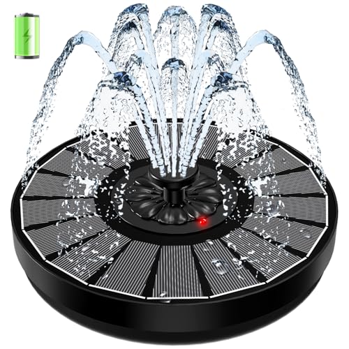 Szmp Solar Fountain Work on Cloudy Day,solar Water Bird Bath Fountain With Faster Conversion Glass Solar Panel and Power Indicator,built-In 2000mah Battery,outdoor Garden Decor(black Panel)