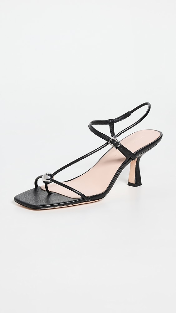 Triana Strappy Mid Heel Sandals With Ball - Black