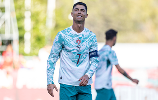 Cristiano Ronaldo of Portugal looks on during the international friendly match between Portugal and Chile at Estadio Nacional do Jamor on June 6, 2026 in Lisbon, Portugal.