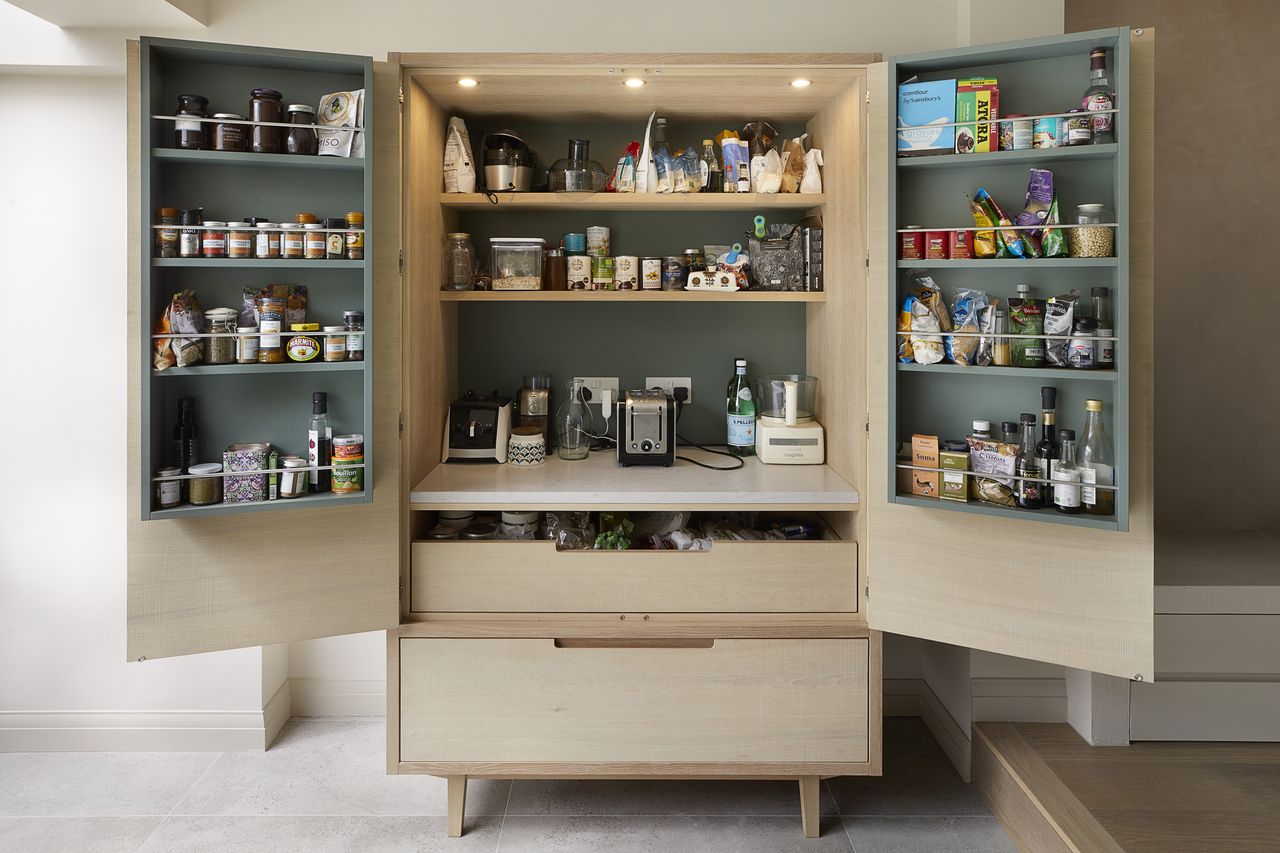 A well-lit pantry