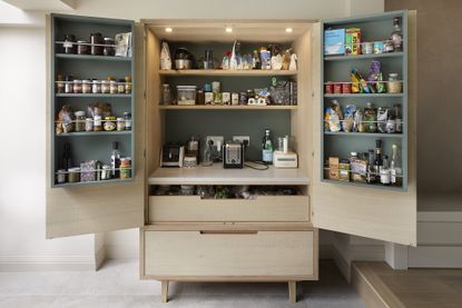 A well-lit pantry