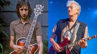 LEFT: Pete TOWNSHEND and The Who, Pete Townshend, posed, in Locust valley, Long Island RIGHT: Steve Bolton - Atomic Rooster play a concert at the 2 Days Prog + 1 festival in Italy, September 02, 2022