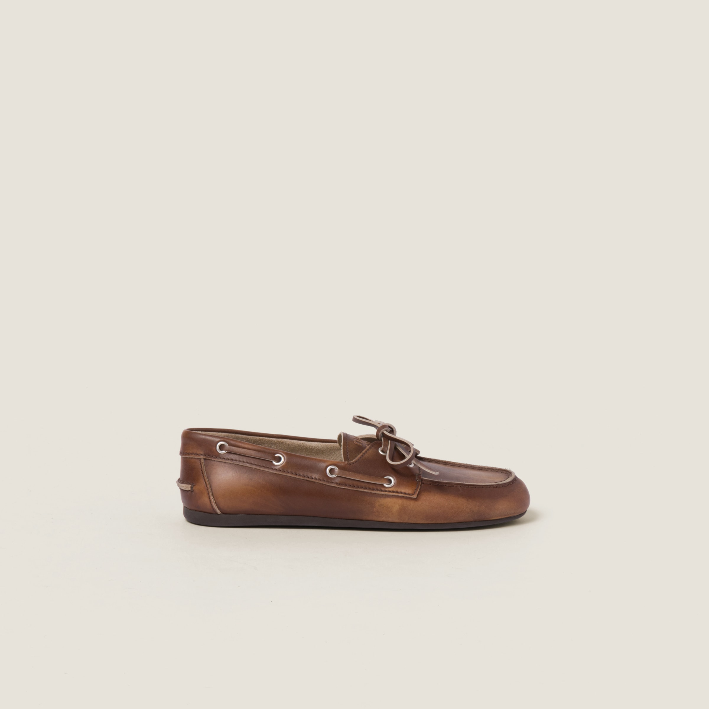 Bleached Leather Deck Shoes