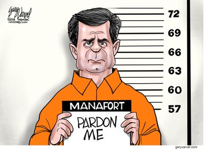 Political cartoon U.S. Paul Manafort pardon Trump jail obstruction