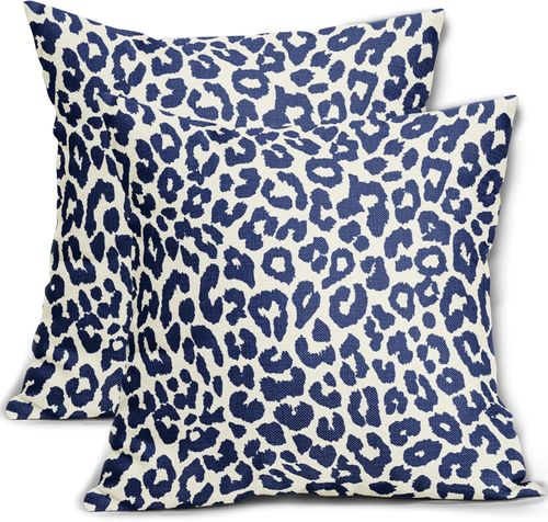 Aytipun - 2 Pack Navy Blue Leopard Print Decorative Pillow Cover, 20 X 20 