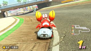 Sidestepper taking first place in Mario Kart World