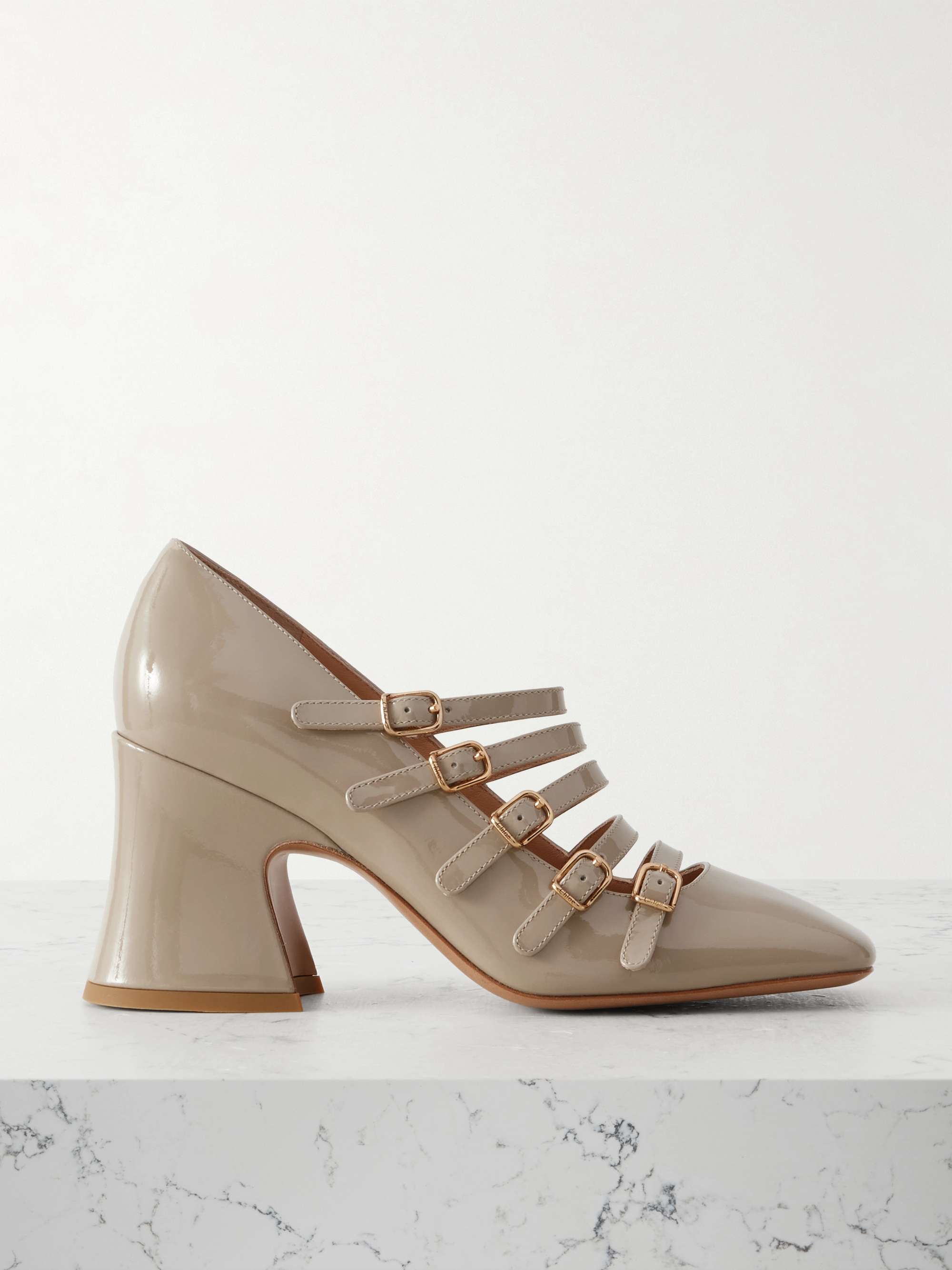 Janis Buckled Patent-Leather Mary Jane Pumps