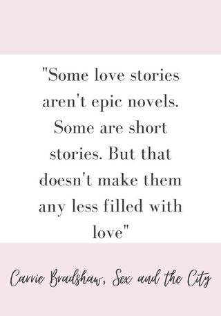 Quote by Carrie Bradshaw about love, included as part of a round up of the best love quotes