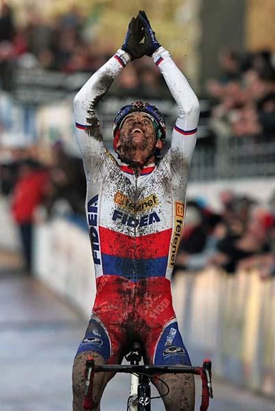 Zdenek Stybar (Telenet - Fidea) celebrates his win.