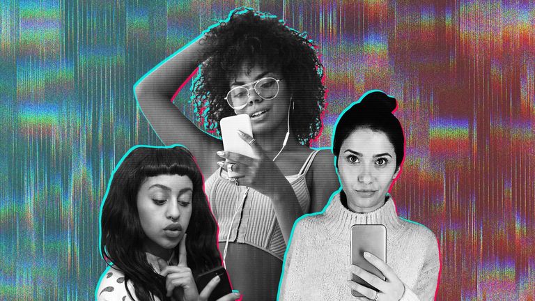 Graphic with three woman on phones