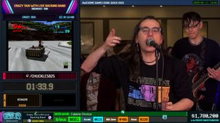 Crazy Taxi being speedrun with a live backing band