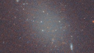 A pseudo-color image of the ultra-diffuse galaxy FCC 224, as captured by the Hubble Space Telescope.