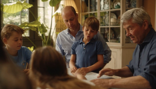 Prince William, Prince Louis, Michael Middleton, and Prince George playing cards