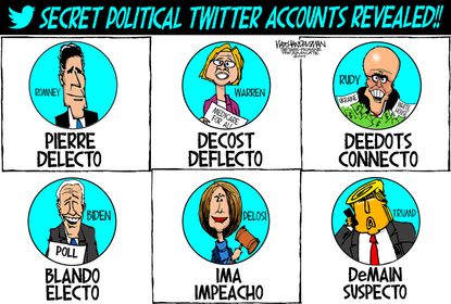 Political Cartoon U.S. Politicians' Secret Twitter Accounts
